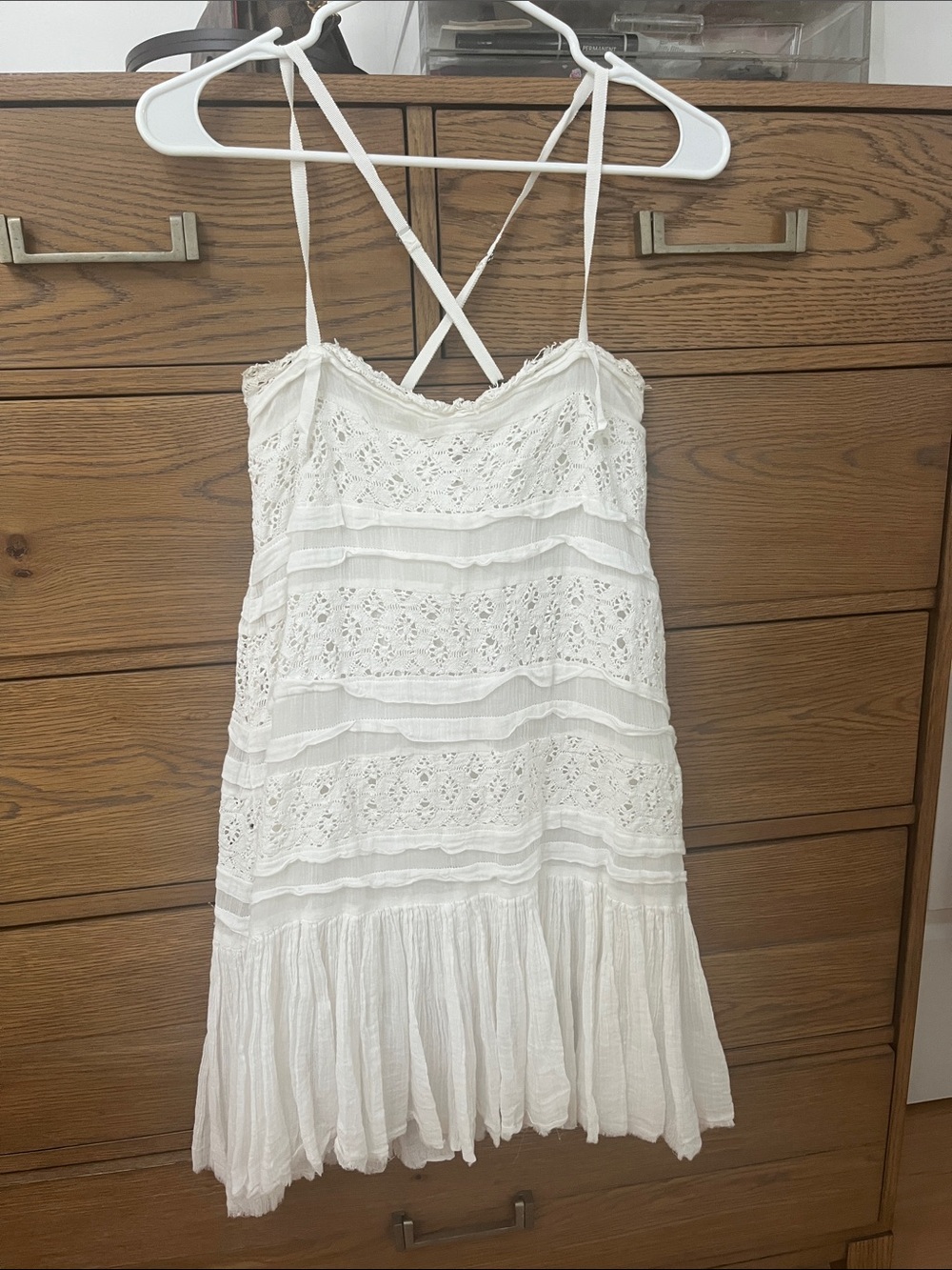 Free People White Eyelet Tiered Mini Slip Dress - Picture 2 of 6